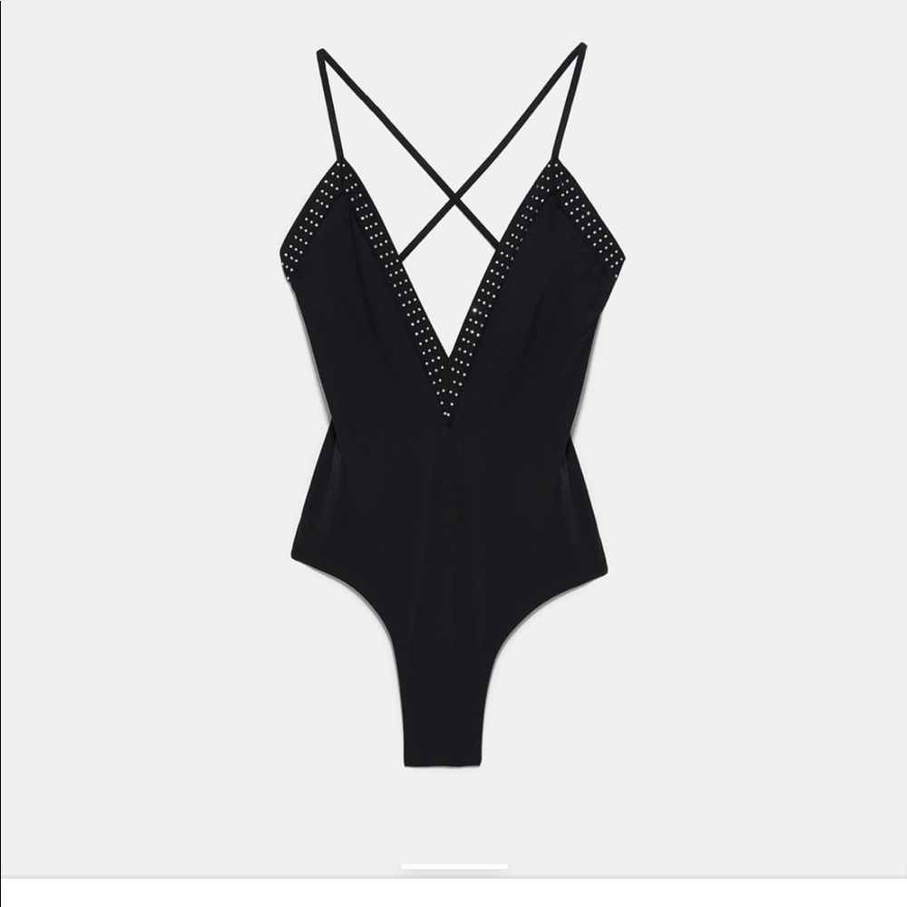 Sparkly cross strap swimsuit